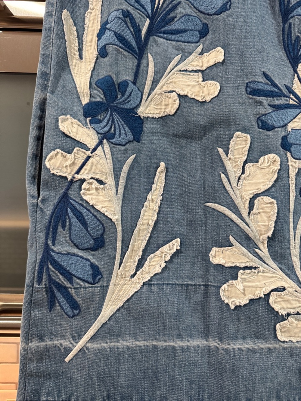 Holding Horses Anthropologie Embroidered Denim Dress XS Boho Chic - Picture 4 of 5